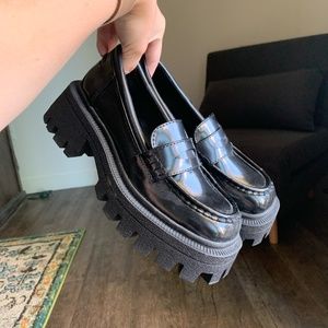 ASOS DESIGN mulled chunky platform loafers in black